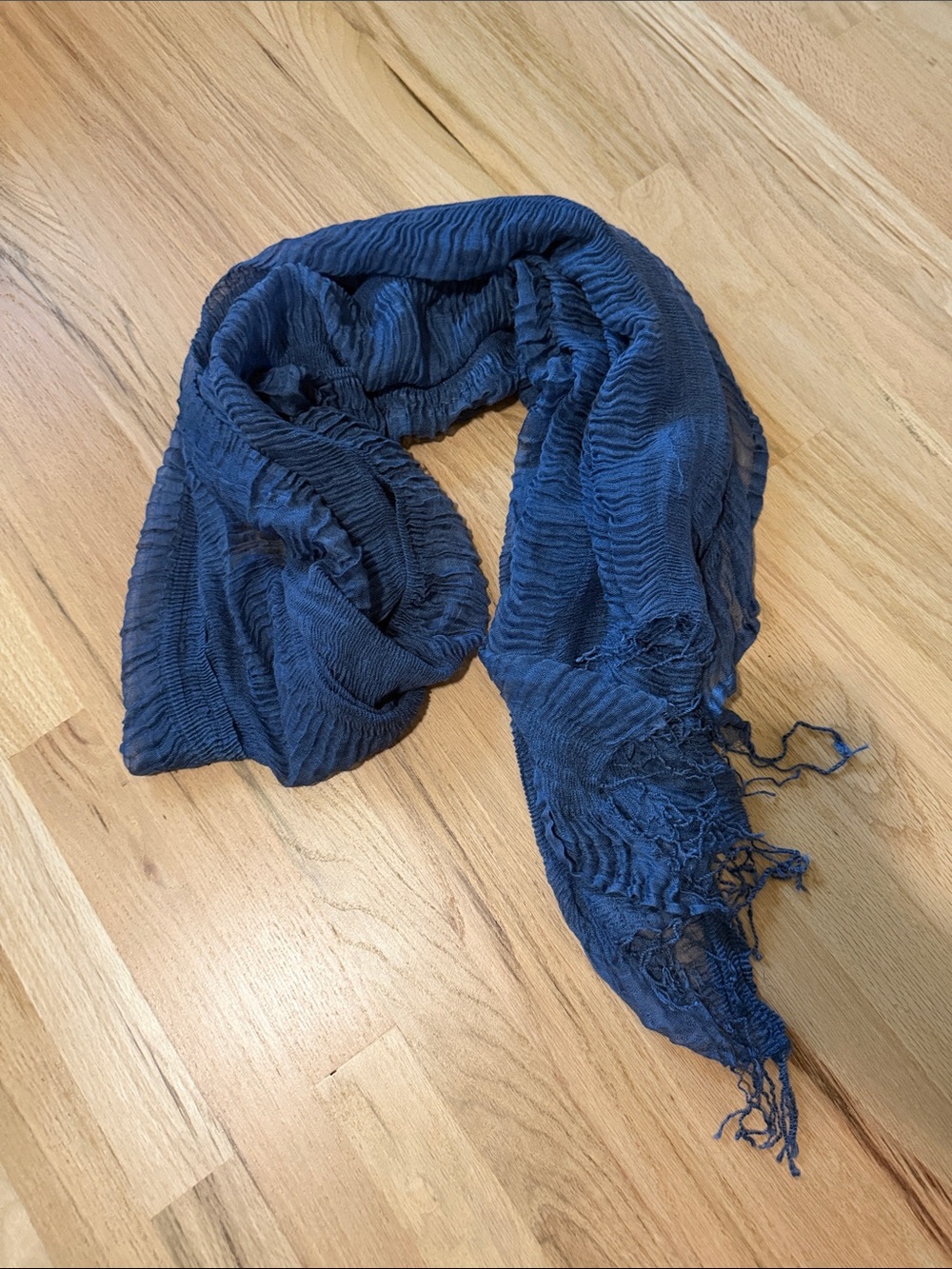 Blue Crinkle Fringe Scarf - Women's Accessory